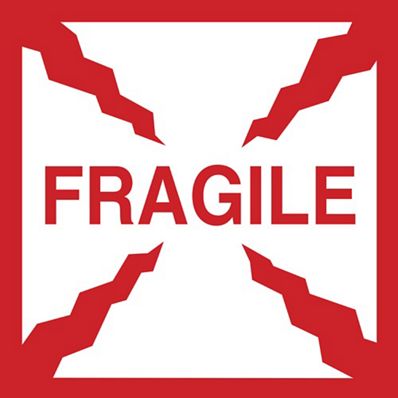 Fragile packaging label