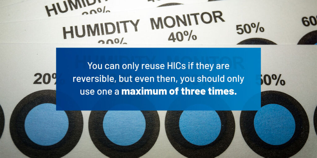 A stack of humidity indicator cards